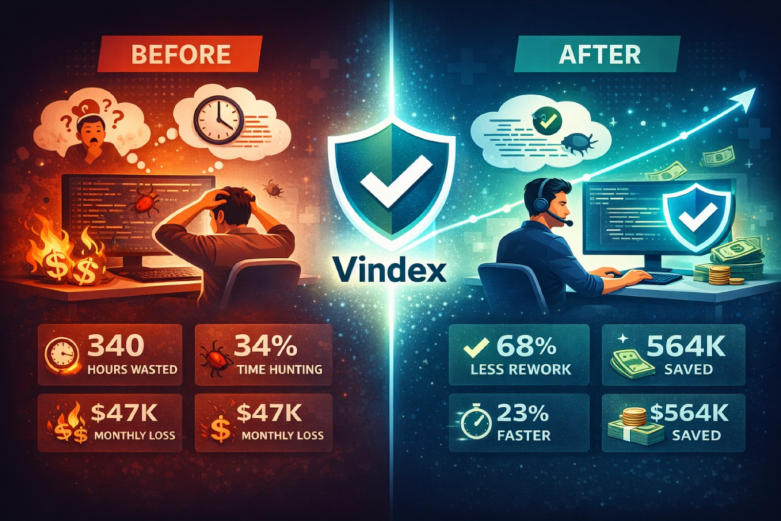 Before-and-after comparison of requirements quality metrics